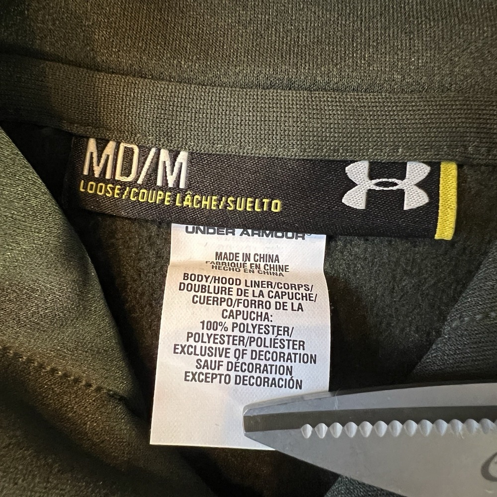 Under Armour Olive Green Hoodie with Orange Logo - Picture 7 of 8